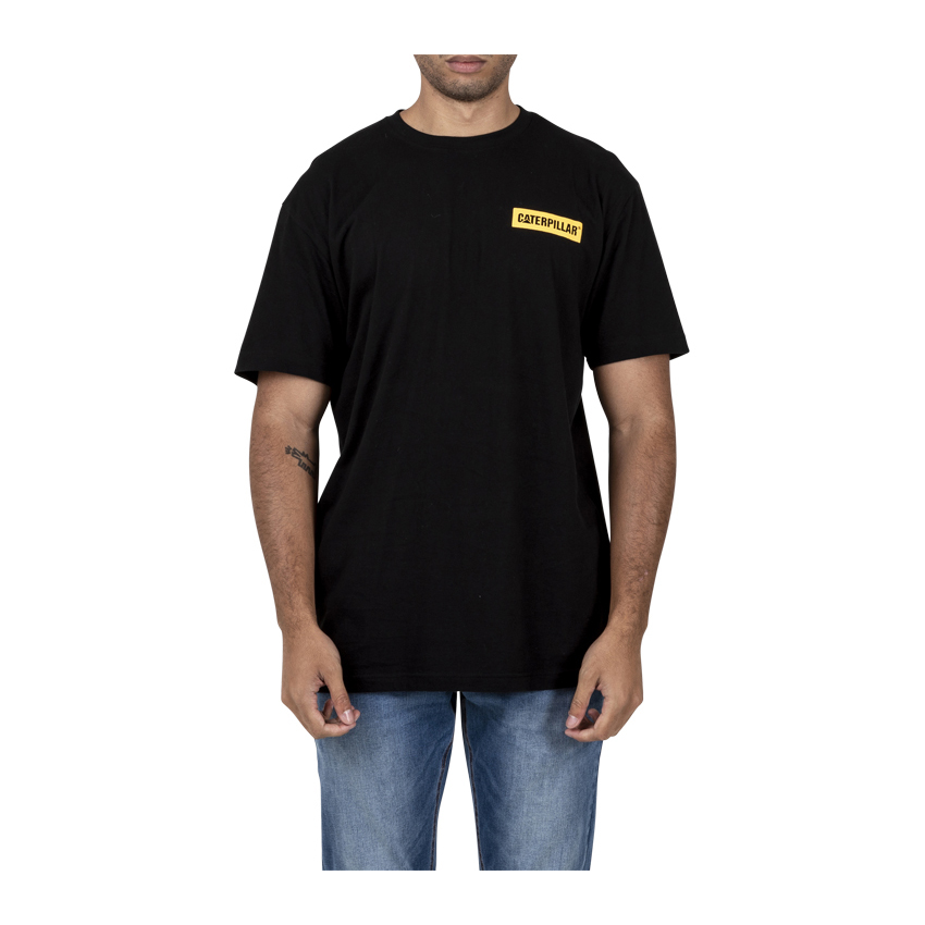 Caterpillar Clothing South Africa - Cat Men's Triton Block S/S T-Shirts Black TI3416859